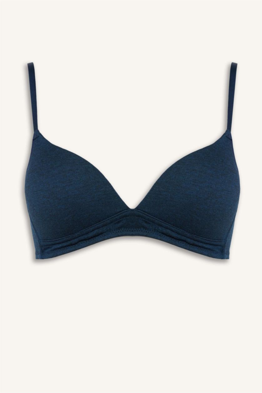 Kadın Lacivert Melanj Pamuklu Kaplı Pedli Balensiz Bra 