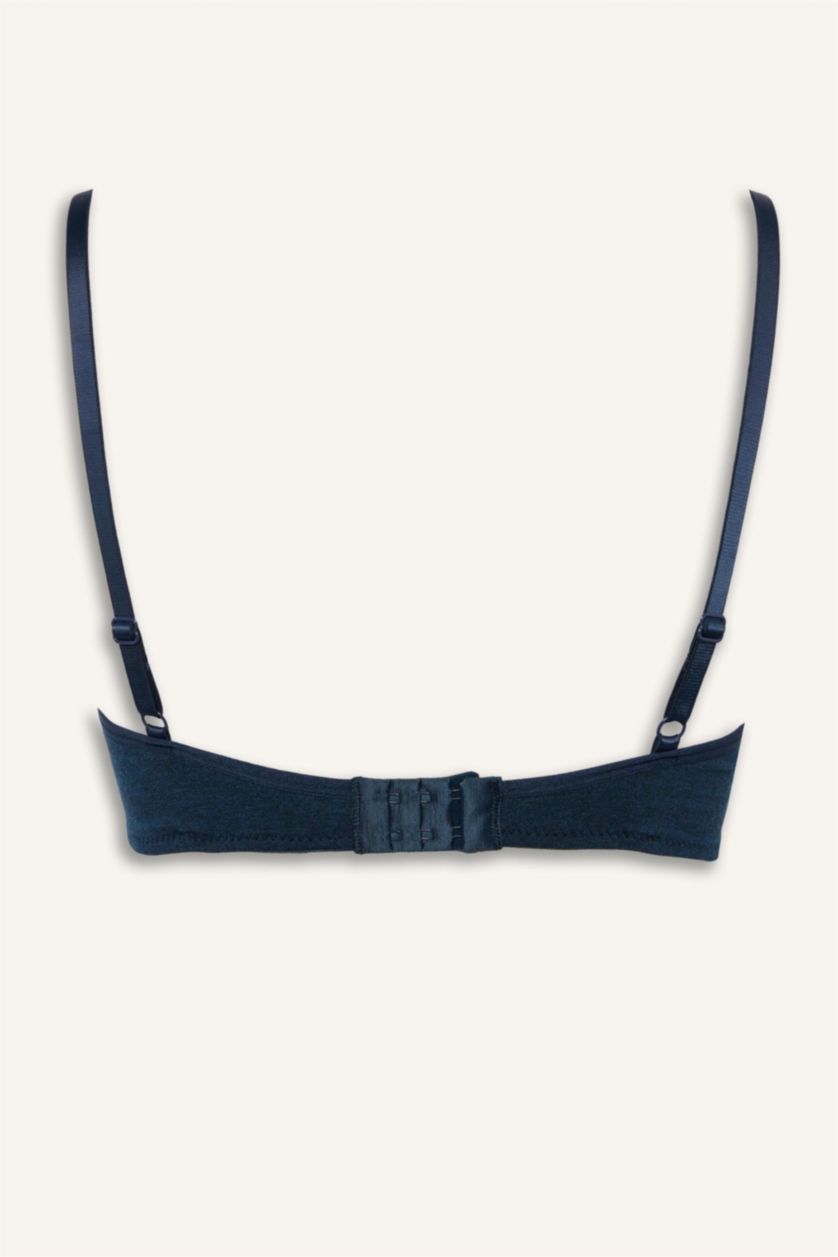 Kadın Lacivert Melanj Pamuklu Kaplı Pedli Balensiz Bra 