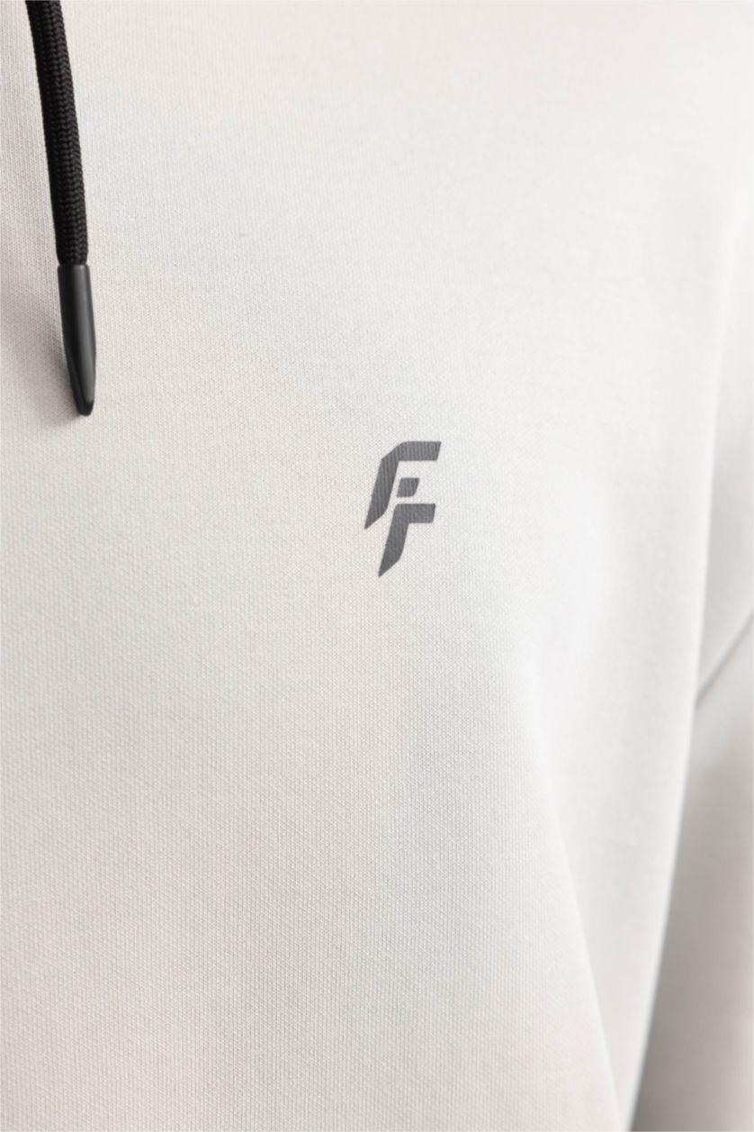 MAN Light Grey DeFactoFit Standard Fit Hooded Pocket Sweatshirt