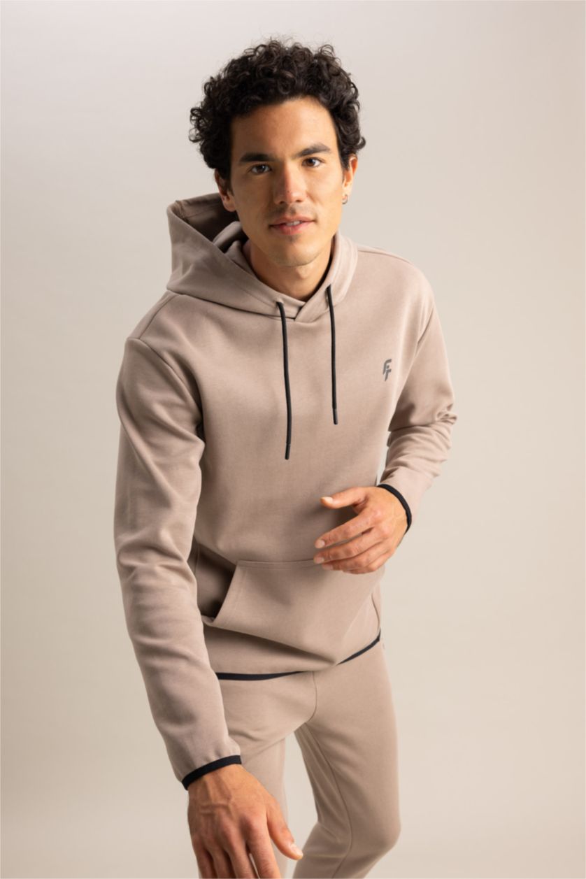 Man Vison Defacto Fit Standard Fit Hooded Sweatshirt with Pocket