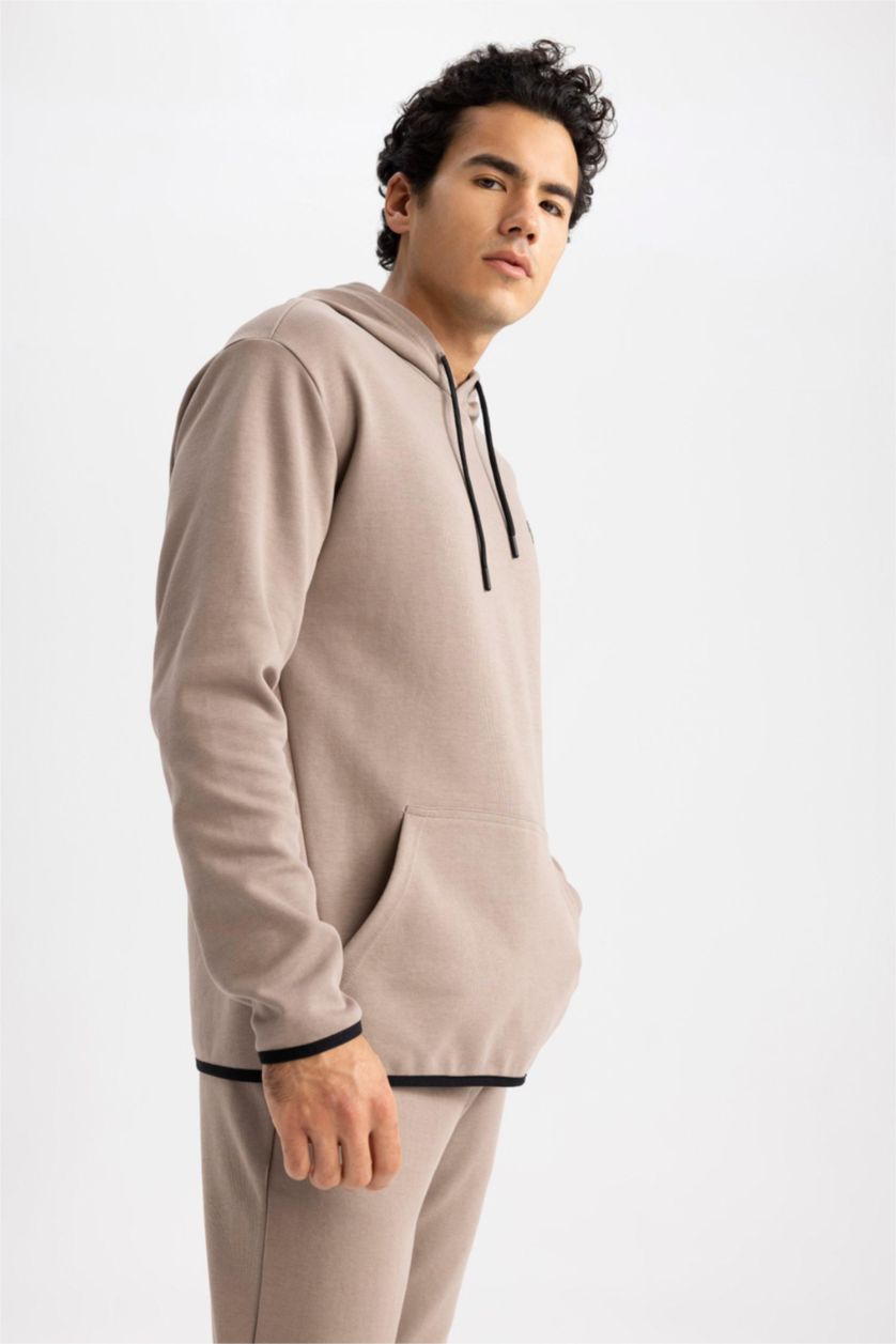 Man Vison Defacto Fit Standard Fit Hooded Sweatshirt with Pocket