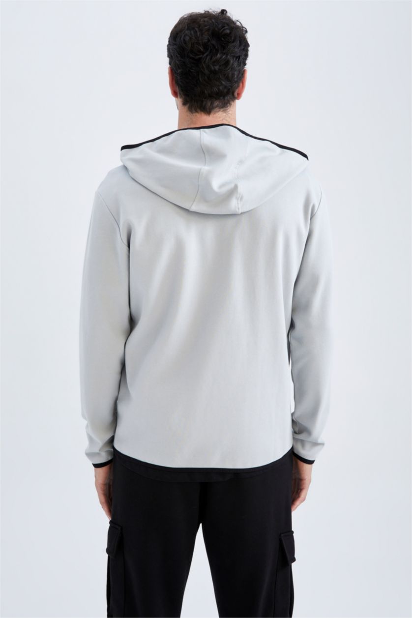 MAN Light Grey Standard Fit Hooded Cardigan