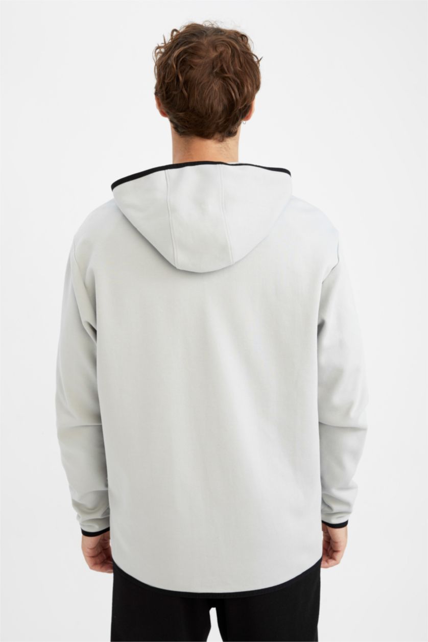 MAN Light Grey Standard Fit Hooded Cardigan