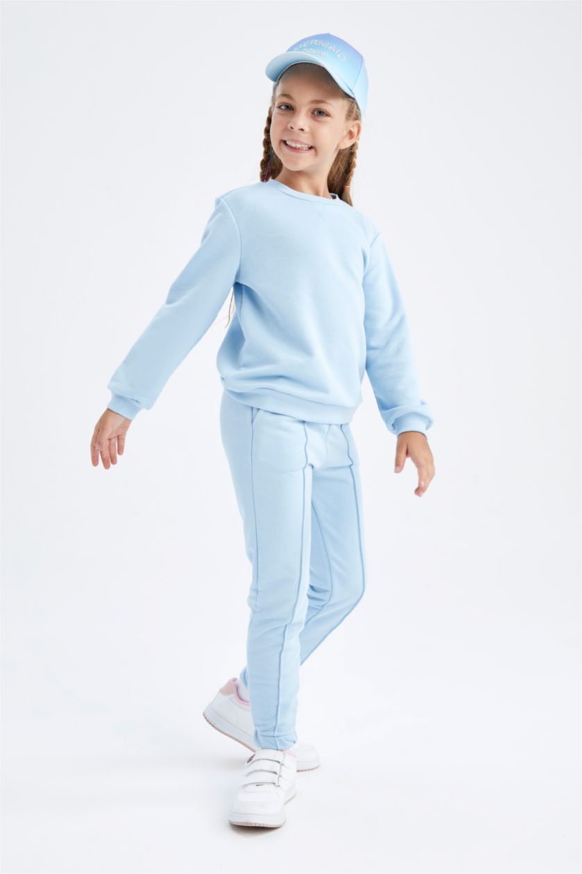 GIRLS & TEENS Blue Girl's Jogger Standard Fit Back To School Thick Fabric Sweatpants