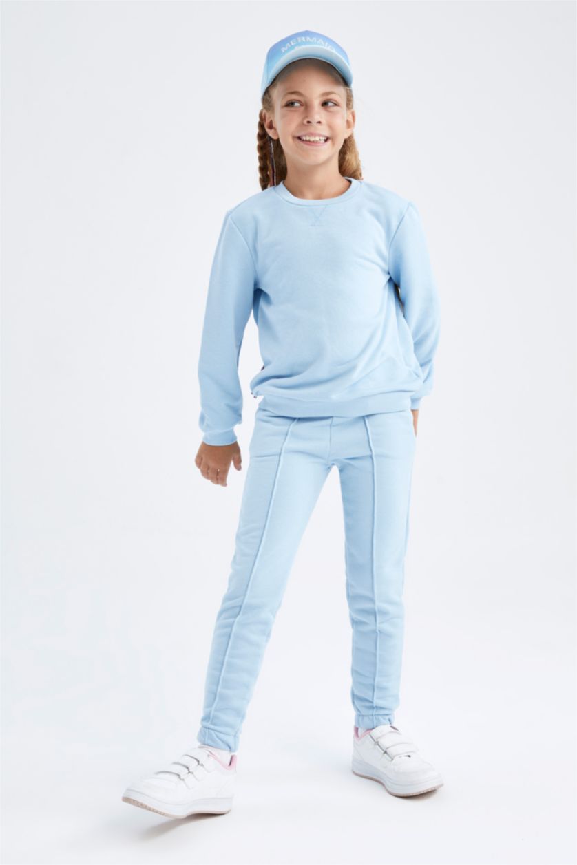 GIRLS & TEENS Blue Girl's Jogger Standard Fit Back To School Thick Fabric Sweatpants