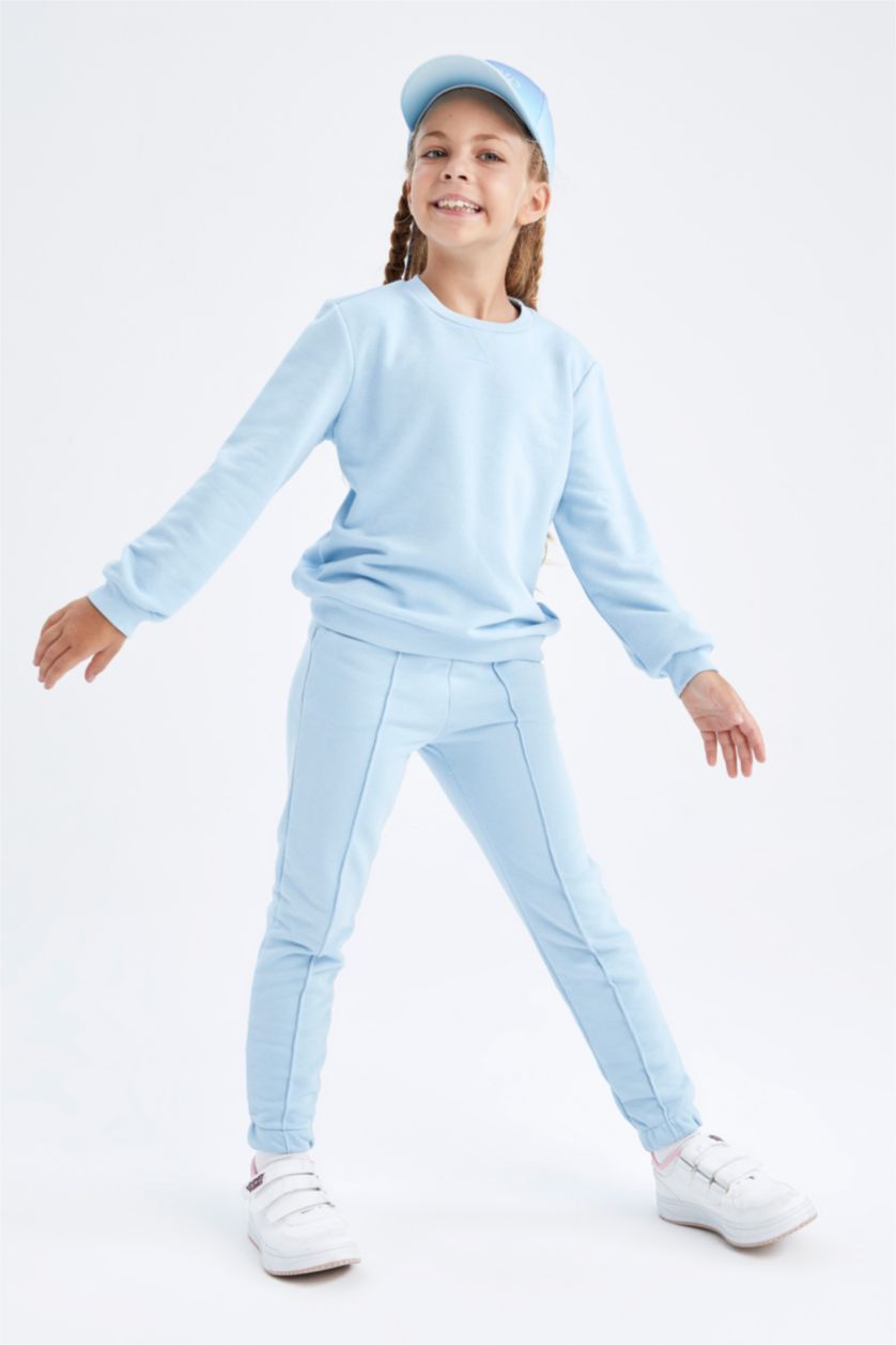 GIRLS & TEENS Blue Girl's Jogger Standard Fit Back To School Thick Fabric Sweatpants