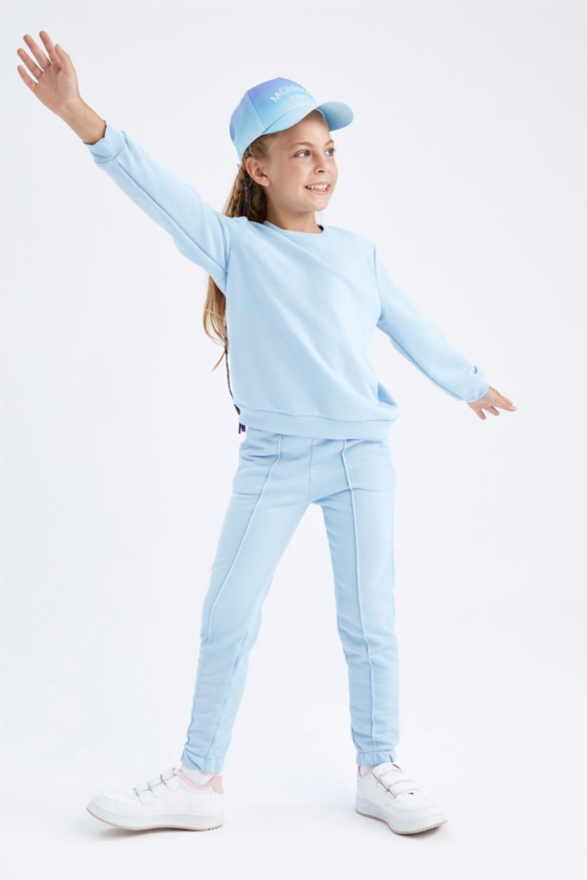 GIRLS & TEENS Blue Girl's Jogger Standard Fit Back To School Thick Fabric Sweatpants