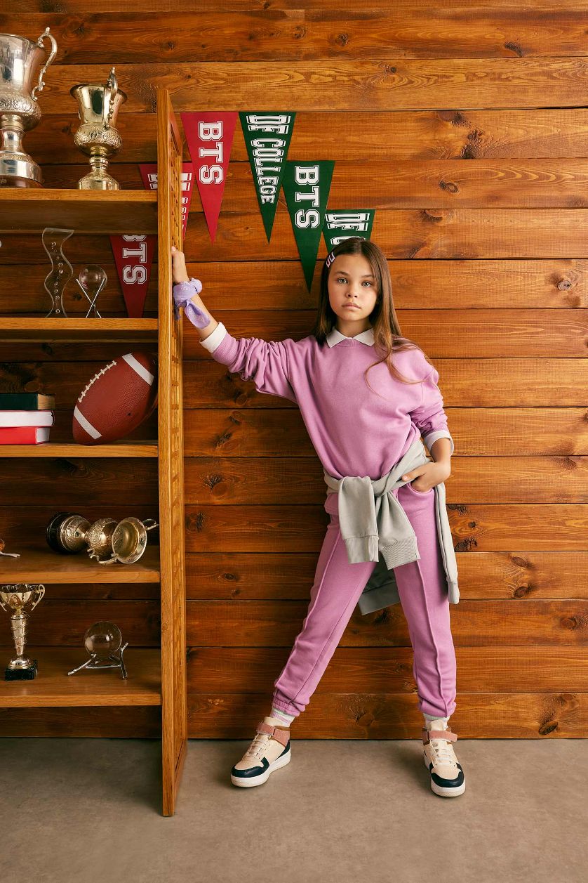 بناتي أرجواني بنطلون سويت بانتس بناتي قصة عادية