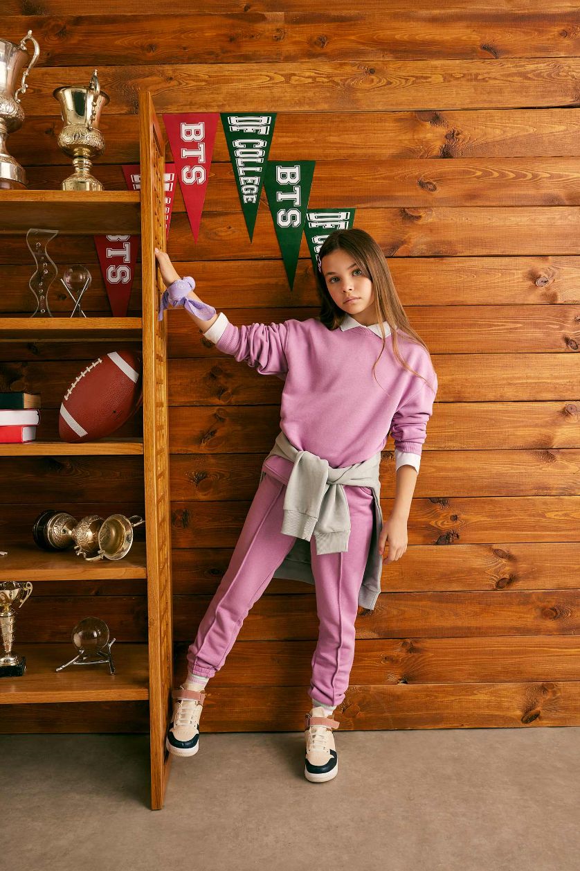 بناتي أرجواني بنطلون سويت بانتس بناتي قصة عادية