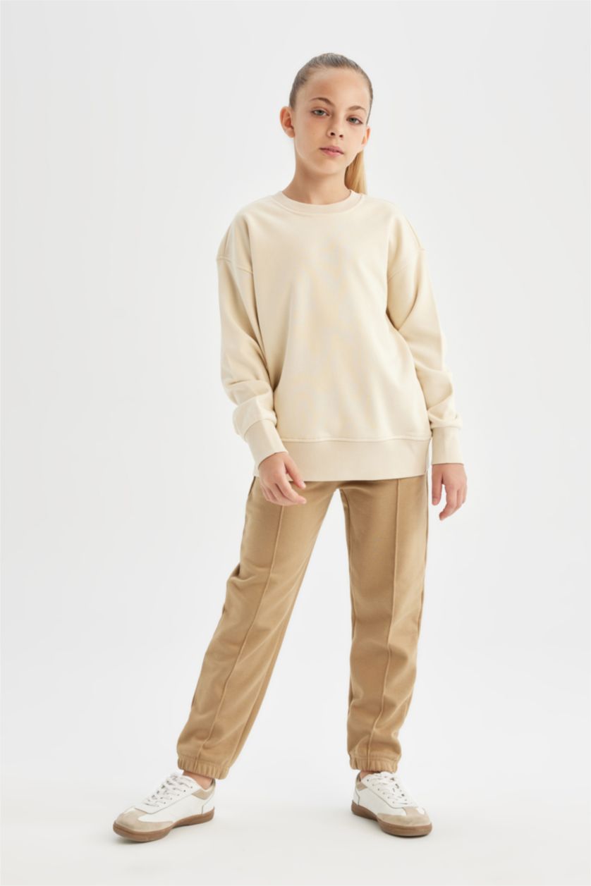 Young Girls - Teen Girls Beige Girl Jogger Standard Fit School Sweatpants