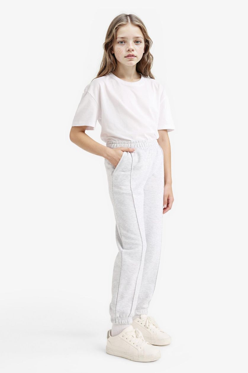 Girls & Teens Light Grey Melange Girl Jogger Fit Pants
