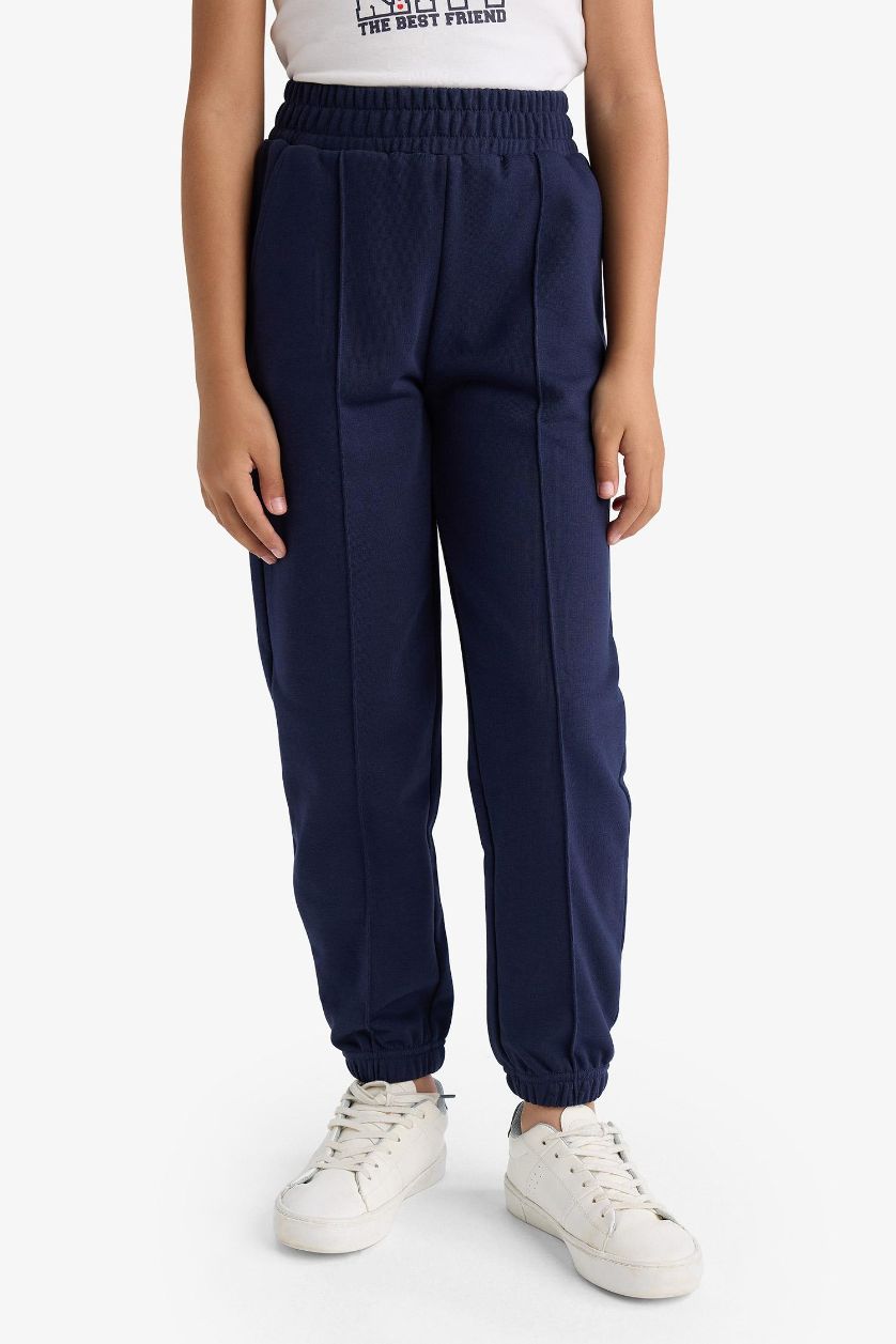 Kız Çocuk - Genç Kız Lacivert Kız Çocuk Beli Lastikli Basic Düz Okul Jogger Eşofman Altı