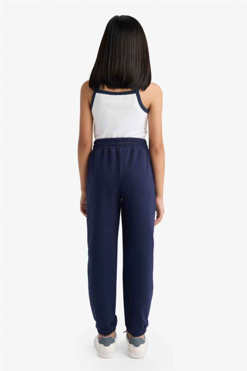 Kız Çocuk - Genç Kız Lacivert Kız Çocuk Beli Lastikli Basic Düz Okul Jogger Eşofman Altı