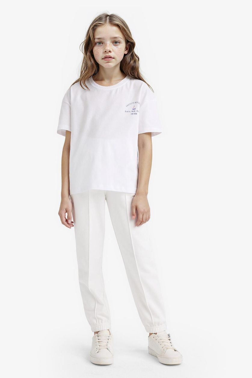 Girls & Teens White Girl Elastic Waist Basic Jogger Sweatpants