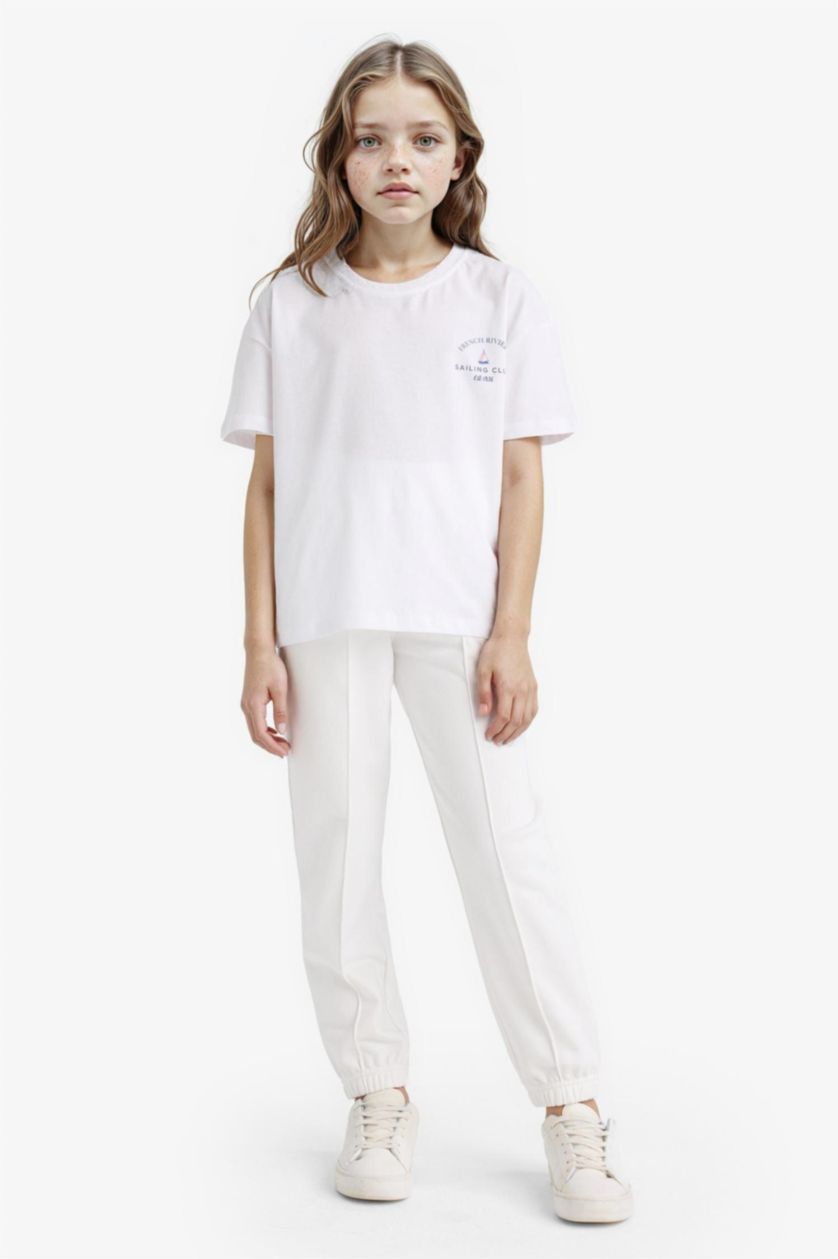 Girls & Teens White Girl Elastic Waist Basic Jogger Sweatpants