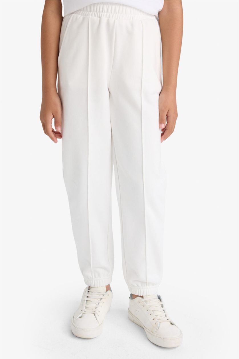Girls & Teens White Girl Elastic Waist Basic Jogger Sweatpants