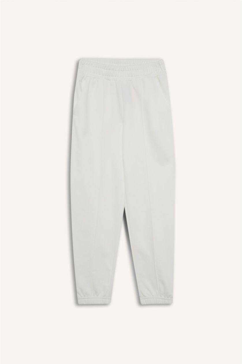 Girls & Teens White Girl Elastic Waist Basic Jogger Sweatpants