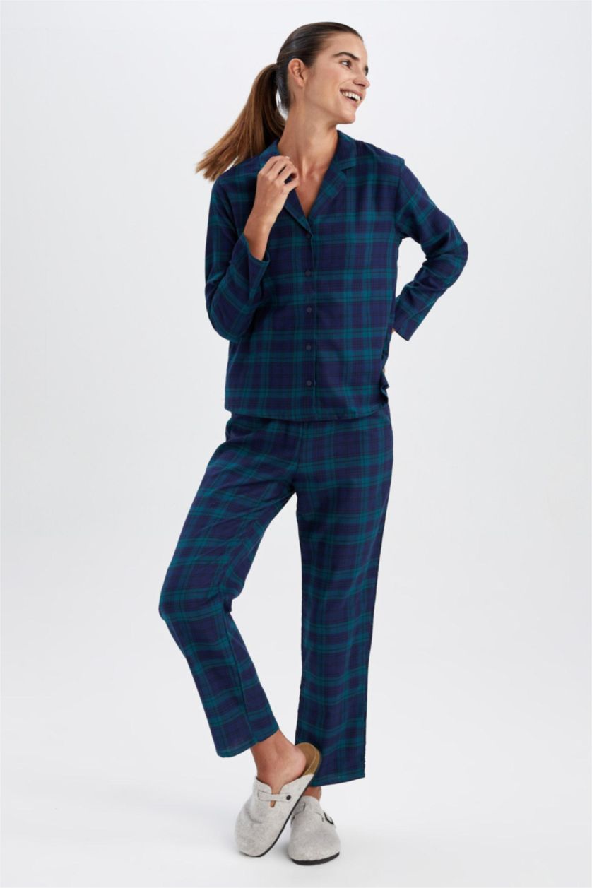 WOMAN NAVY Flanel 2 piece Set