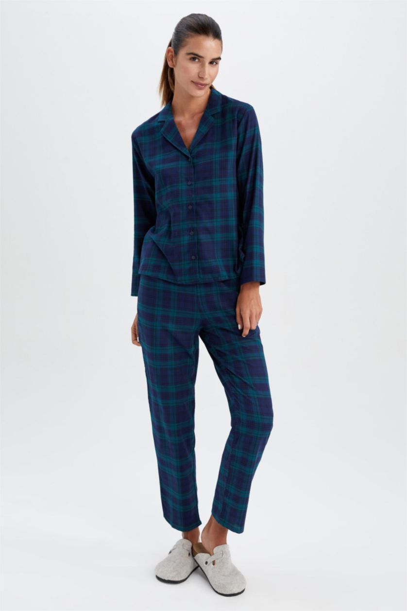 WOMAN NAVY Flanel 2 piece Set