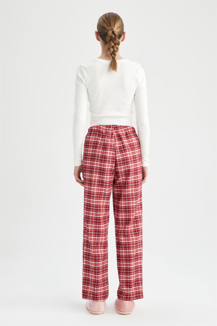 Kadın Bordo Fall in Love Yılbaşı Temalı Flanel Pijama Altı