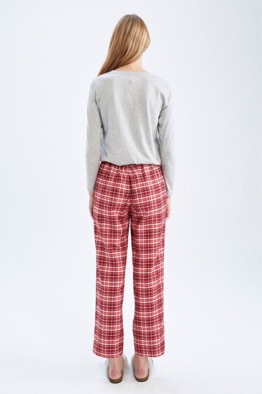 Kadın Bordo Fall in Love Yılbaşı Temalı Flanel Pijama Altı
