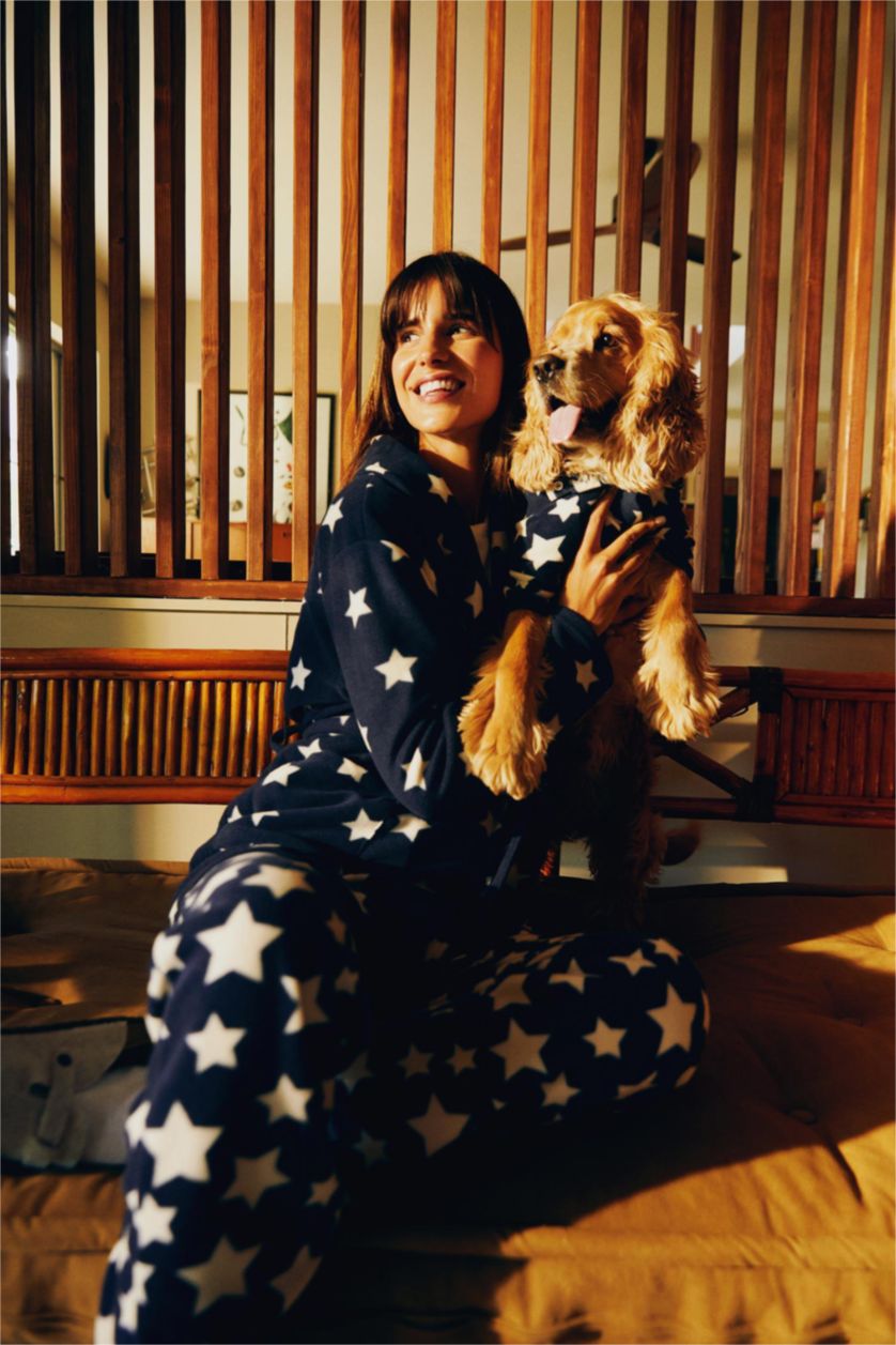 WOMAN NAVY fleece Robe