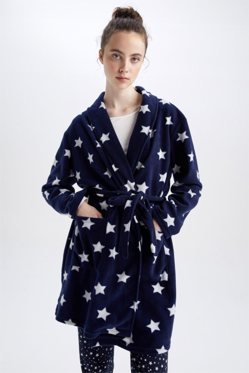 WOMAN NAVY fleece Robe