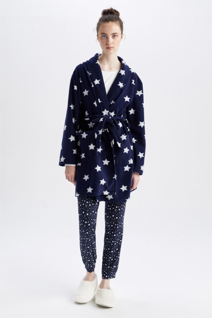 WOMAN NAVY fleece Robe