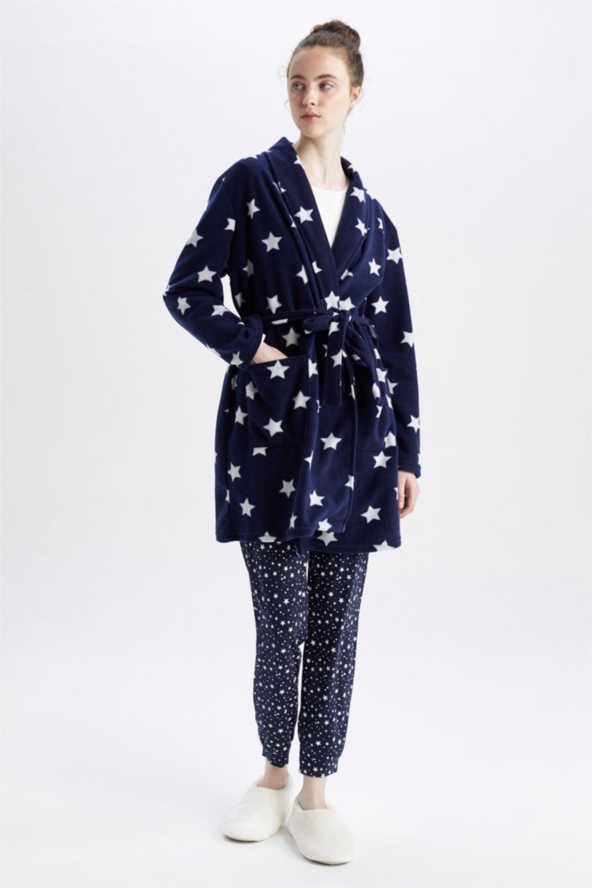 WOMAN NAVY fleece Robe