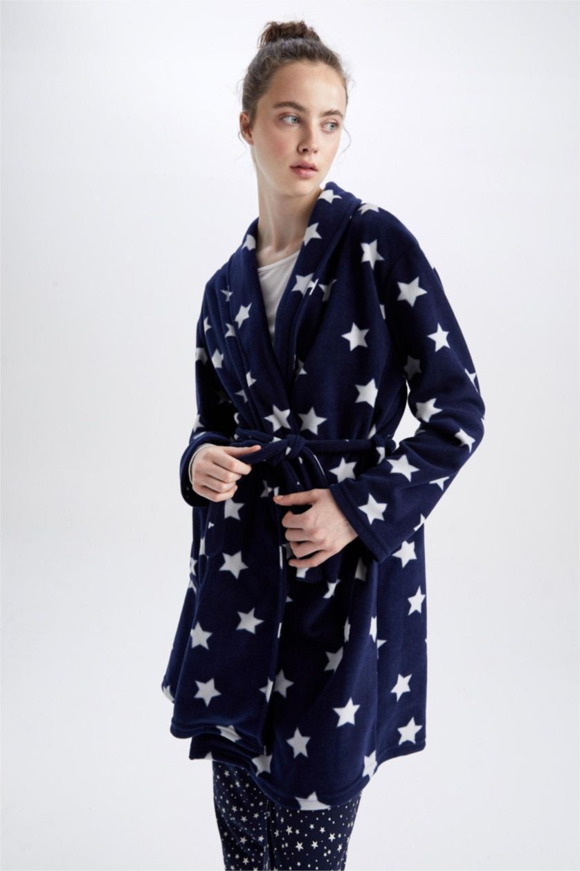 WOMAN NAVY fleece Robe