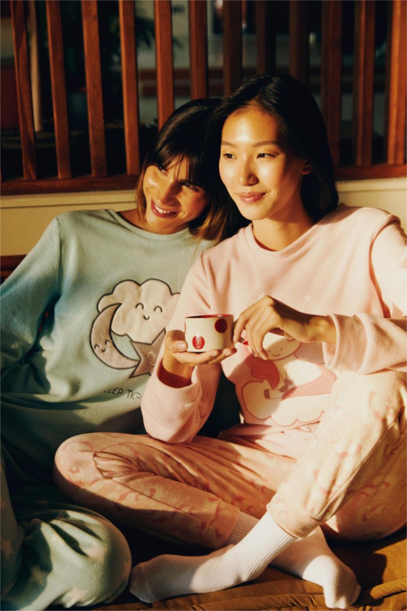 FEMME Bleu Ensemble En Tricot Polaire 2