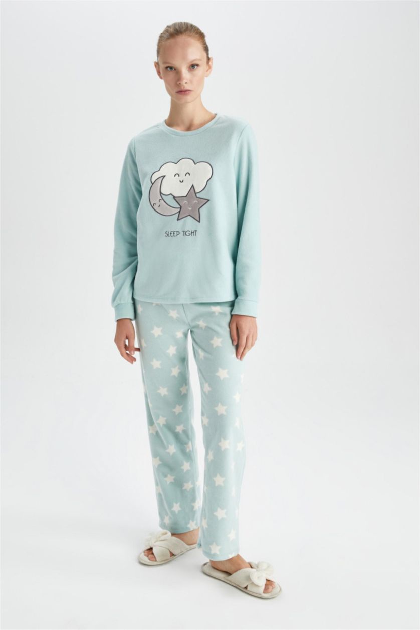 FEMME Bleu Ensemble En Tricot Polaire 2