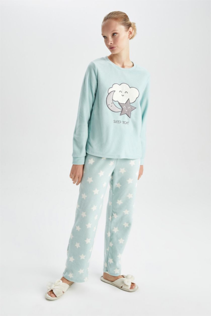 FEMME Bleu Ensemble En Tricot Polaire 2