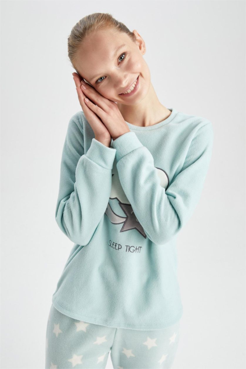 FEMME Bleu Ensemble En Tricot Polaire 2