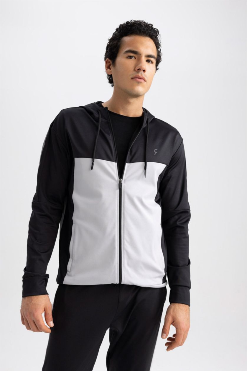 رجال أسود سويتر بقصة عادية قماش سكوبا