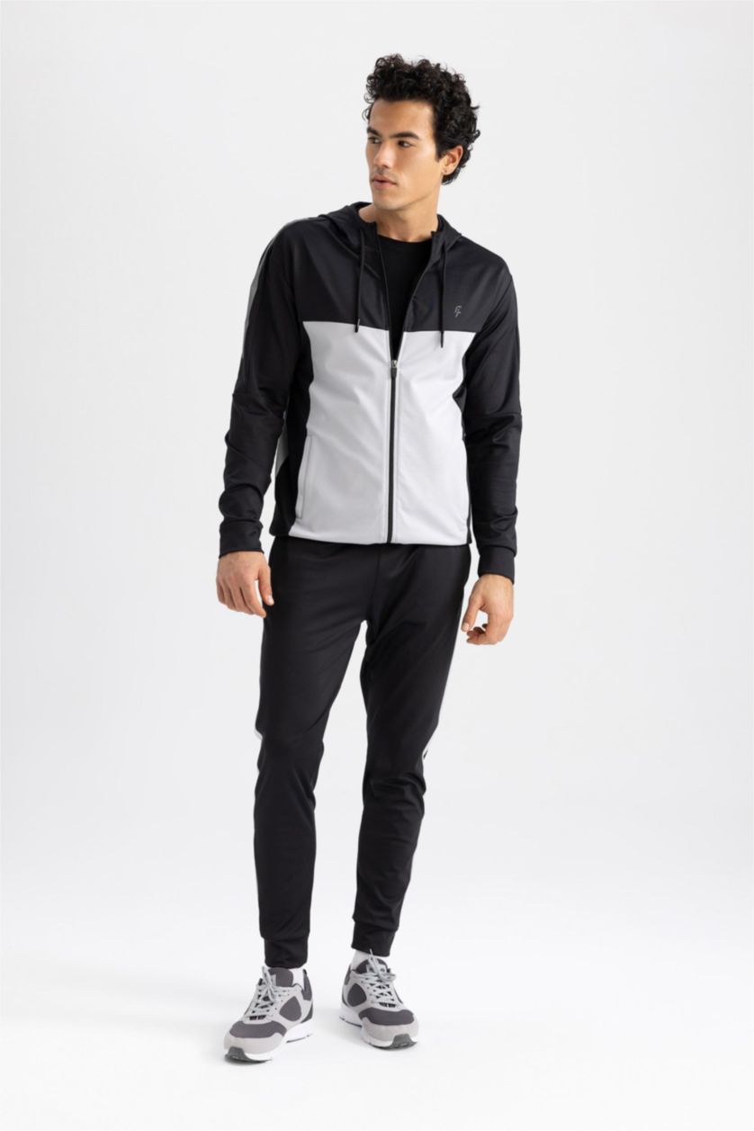 رجال أسود سويتر بقصة عادية قماش سكوبا