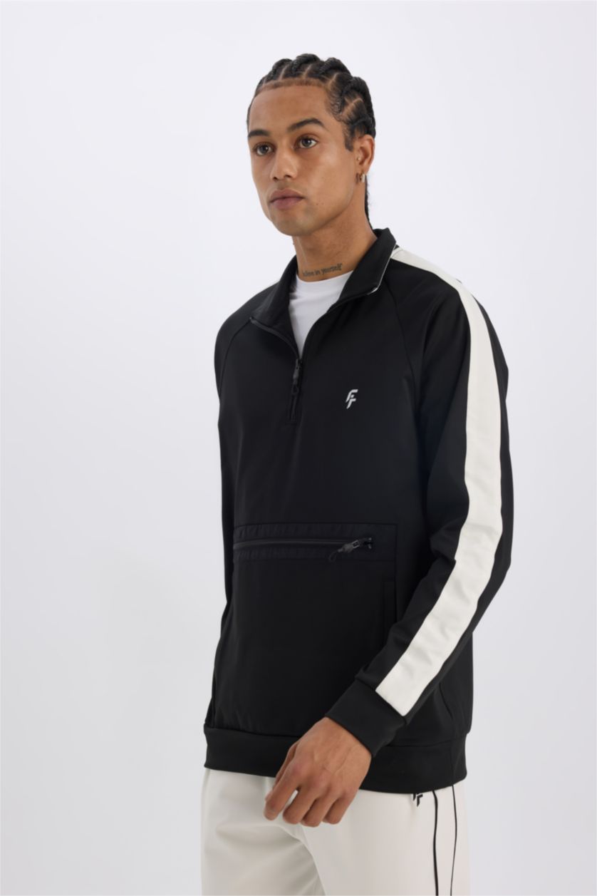 Ерлер қара стандарт пішім биік жаға Свитер