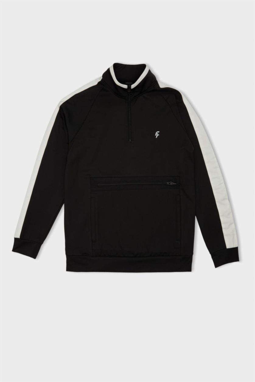 Ерлер қара стандарт пішім биік жаға Свитер