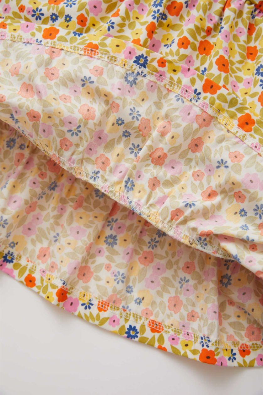 BABY GIRL Ecru Baby Girl Floral Strap Poplin Dress