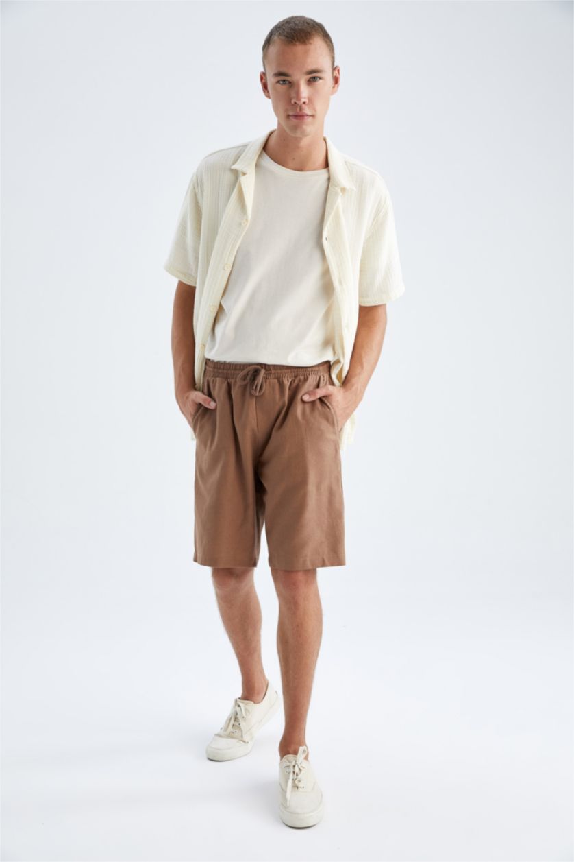 HOMME Marron Pantacourt Coupe Régulière Ourlet régulier