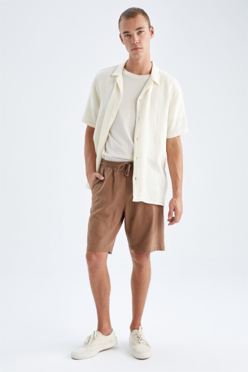 HOMME Marron Pantacourt Coupe Régulière Ourlet régulier