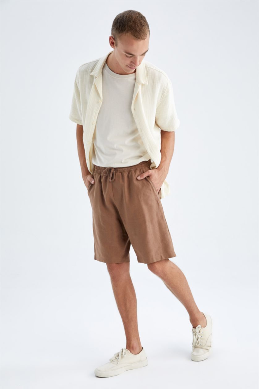 HOMME Marron Pantacourt Coupe Régulière Ourlet régulier