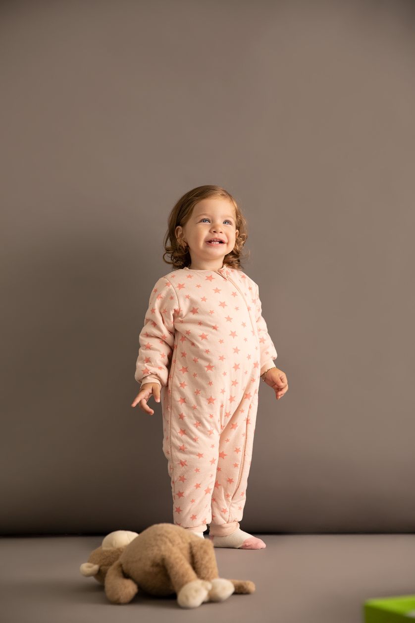 BABY GIRL Pink Baby Girl Crew Neck Sleepsuit
