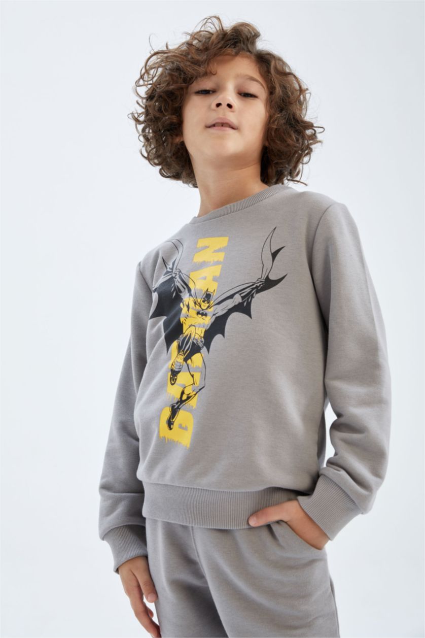 Erkek Çocuk - Genç Erkek Gri Erkek Çocuk Batman Sweatshirt Eşofman Altı 2'li Takım