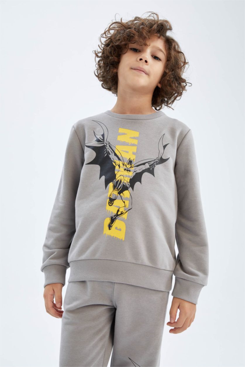Erkek Çocuk - Genç Erkek Gri Erkek Çocuk Batman Sweatshirt Eşofman Altı 2'li Takım