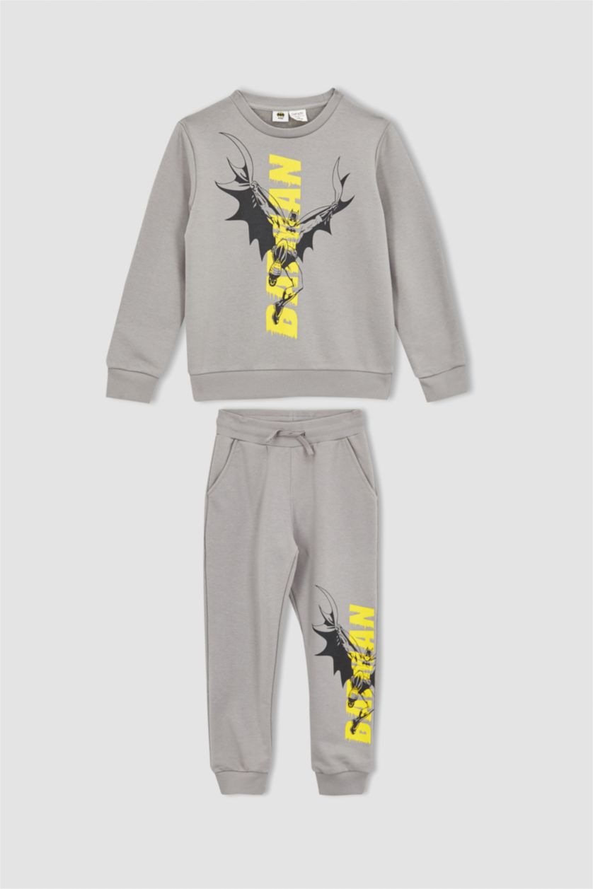 Erkek Çocuk - Genç Erkek Gri Erkek Çocuk Batman Sweatshirt Eşofman Altı 2'li Takım