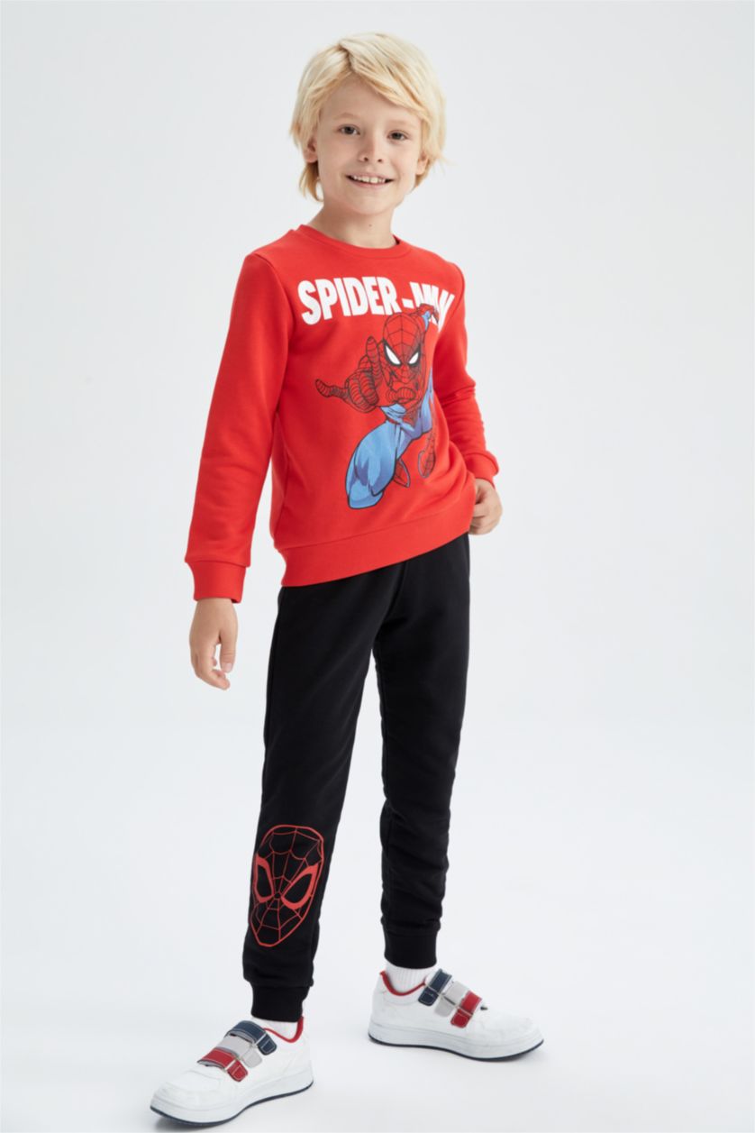 Erkek Çocuk - Genç Erkek Kırmızı Erkek Çocuk Spiderman Uzun Kollu Pijama Takım