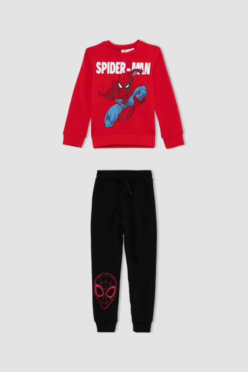 Erkek Çocuk - Genç Erkek Kırmızı Erkek Çocuk Spiderman Uzun Kollu Pijama Takım