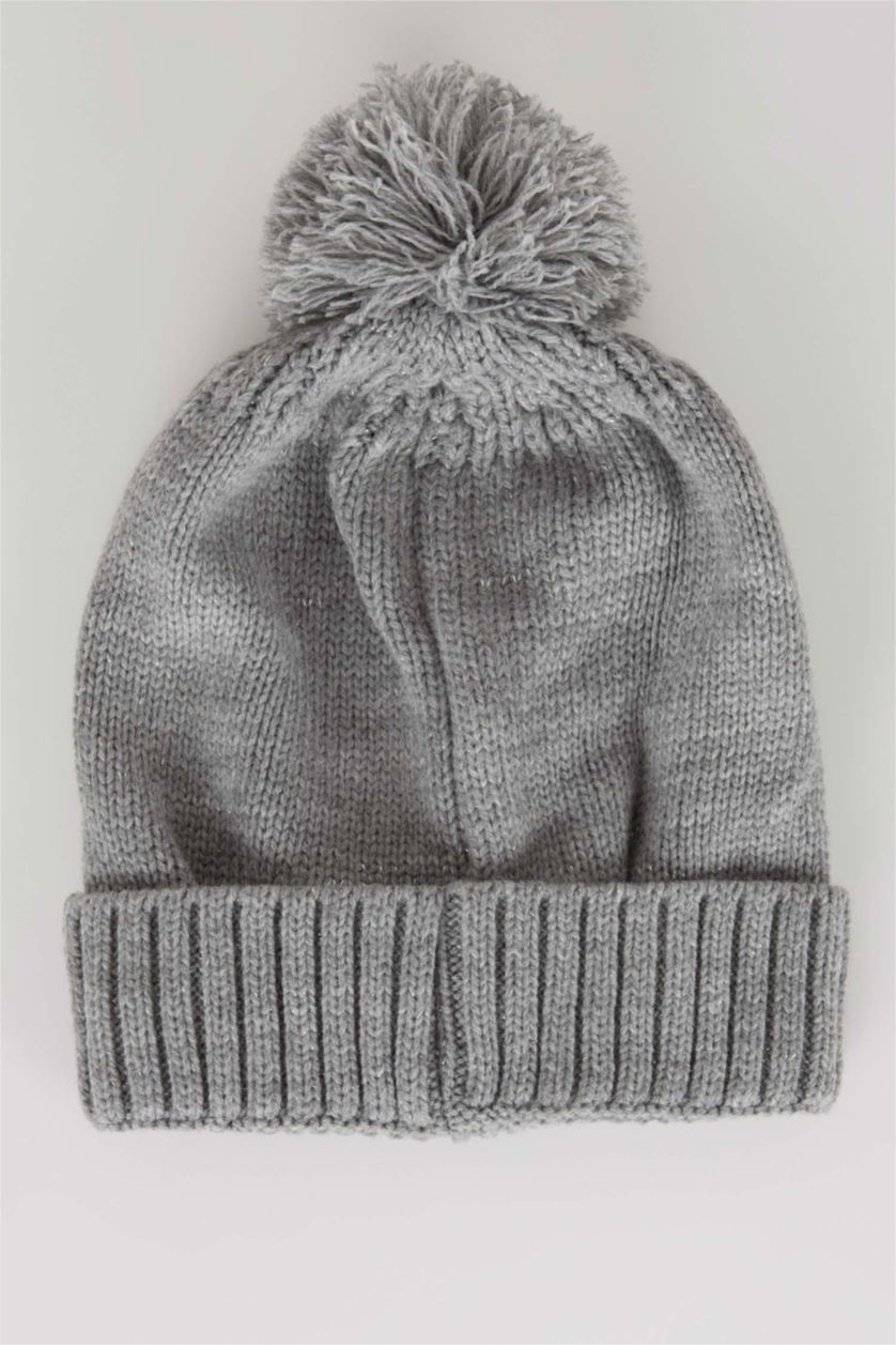 FILLES Gris Bonnet en tricot Frozen avec pompon pour fille