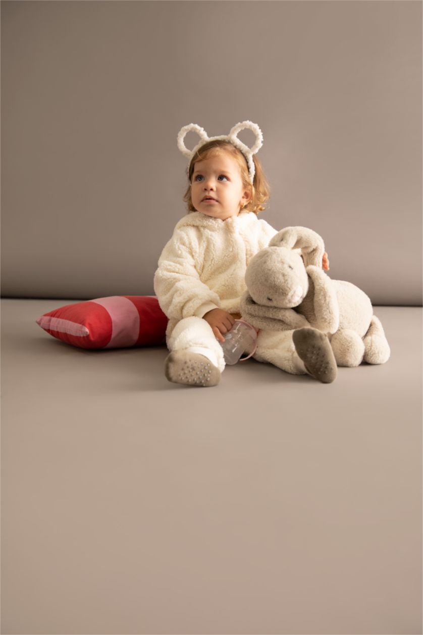 BABY GIRL Sand Plush Regular Fit Hooded Jumpsuit